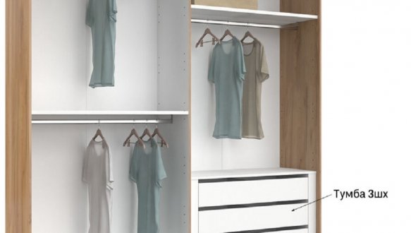 Шкаф-купе с зеркалом Миромарк Асти 2 дверный дуб крафт 250 см 6