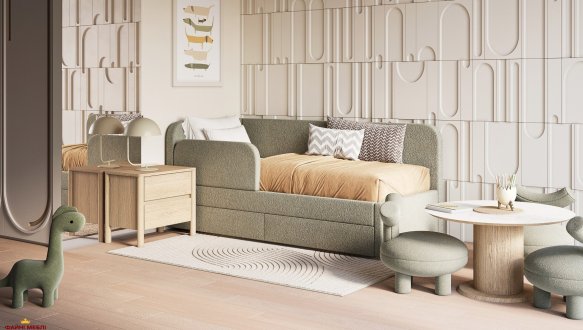 Кровать десткая мягкая с подьемным механизмом Шик Галичина Мокко 5