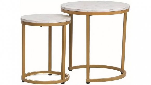 Журнальный столик Hola белый эффект мрамора/золото