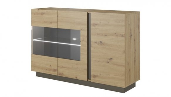 Комод з вітриною Арко / Arco 3D2W/138 Дуб Артизан/Графіт 2