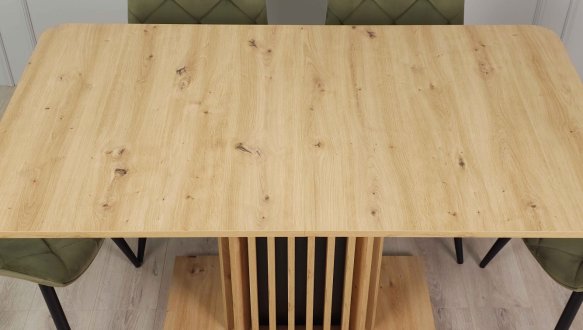 Стол Cassandra Интарсио Дуб Артизан/Чорний Раскладной 140/180 см 7