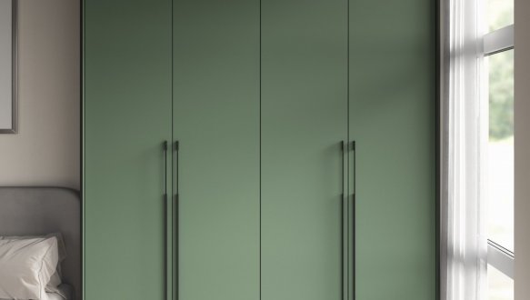 Шкаф Морели R-0019 Рамо 4 дверный зеленый со штангой и полками 197см 0