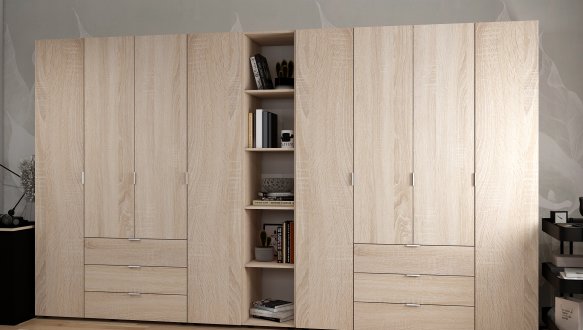 Шафа Дорос Гелар восьмидверна з етажеркою Дуб Сонома 349 см