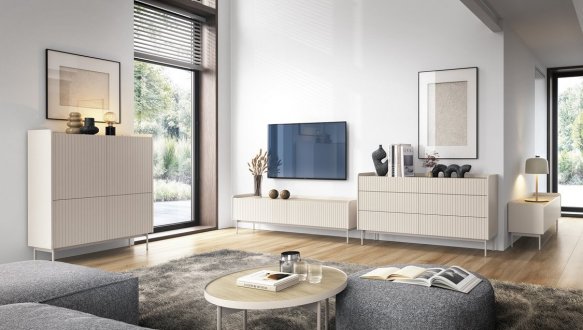 Тумба під ТВ Level/Левел RTV181 Бежевий/Дуб сканді Perfect Home Ширина 181 см 4