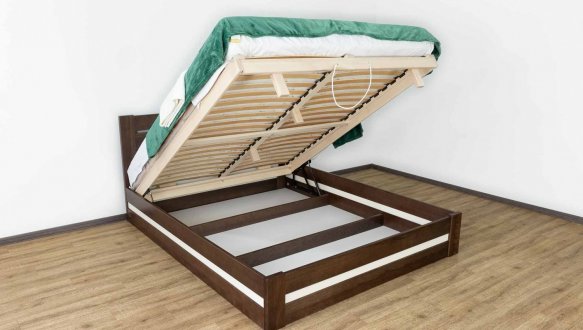 Ліжко дерев'яне Дрімка Лотос з підйомним механізмом та нішею для білизни Бук 20