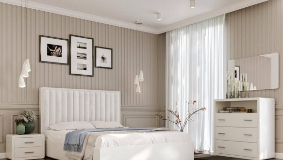 Кровать деревянная с мягкой вставкой ArborDrev Глория Сосна / Бук Белый 0