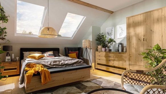 Модульная спальня Ostia/Остия BRW Poland Дуб Вотан/Чёрный 0