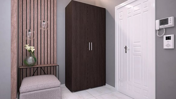 Шкаф Морели SТ0010 2 дверный венге темный с полками 100 см