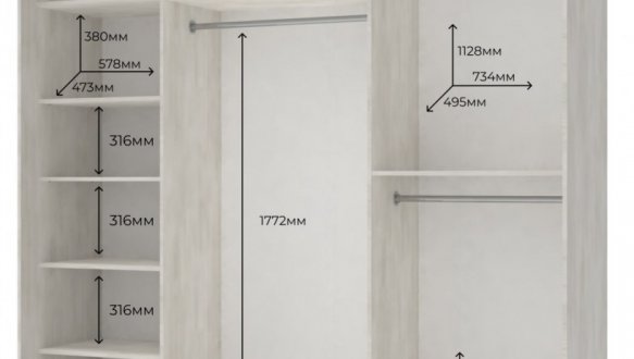 Шкаф-купе с зеркалом Дорос Сити Лайт белое дерево 3 дверный 225 см 0