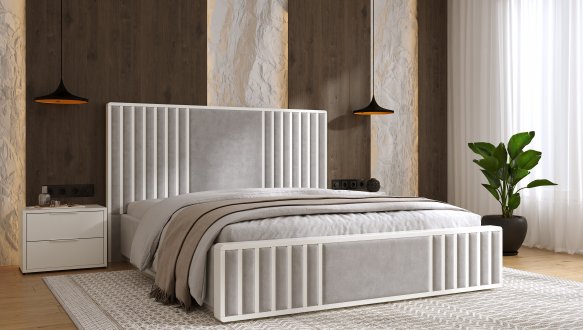 Кровать деревянная DrevKO Арина 1 с подьемным механизмом и нишей для белья Эмаль