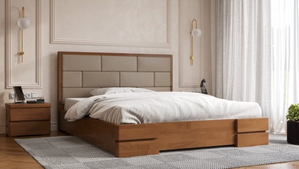 Кровать деревянная с мягкой вставкой ArborDrev Тоскана Сосна / Бук 2