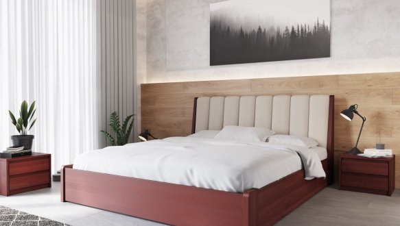 Кровать деревянная Лев Токио 50 с подьемным механизмом и нишей для белья массив Бук 5