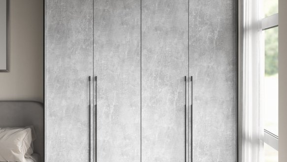 Шкаф Морели R-0018 Рамо 4 дверный бетон со штангами 197см 0