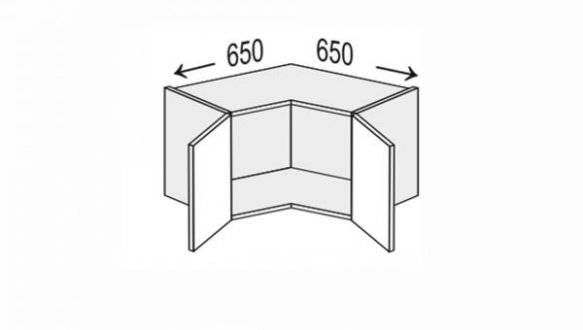 Секція верхня КутВ 90° 650х650/450 2дв Глорі