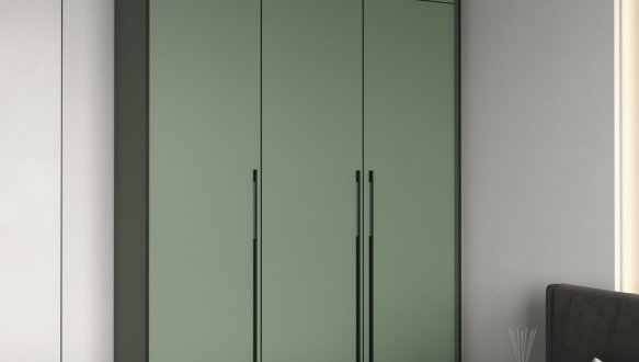 Шкаф Морели R-0016 Рамо 3 дверный зеленый дымчастый со штангой и полицями 150см 0
