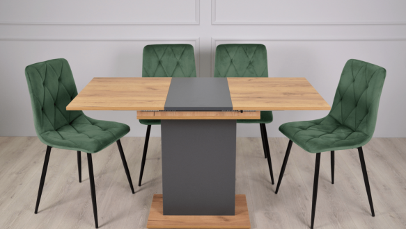 Стіл обідній Stoun / Стоун Інтарсіо Дуб крафт золотий/Антрацит Розкладний 100/135 см 1