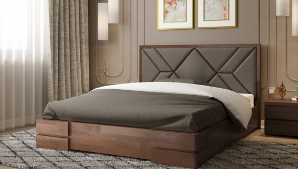 Ліжко дерев'яне з м'якою вставкою ArborDrev Еліт Сосна / Бук 5