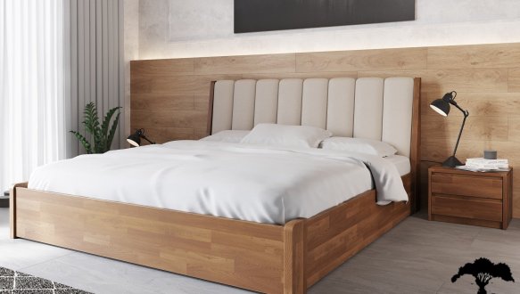 Кровать деревянная Лев Токио 50 с подьемным механизмом и нишей для белья массив Бук