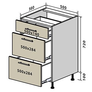 №35 Тумба нижняя ящики 50 Люкс RODOS