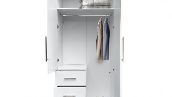 Шкаф 2дв 3шх Миромарк Магнум 2 дверный белый 98 см 2