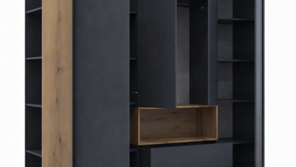 Шафа Дорос Дейл чотирьохдверна з нішею та етажеркою Антрацит/Дуб Евок 234 см 0