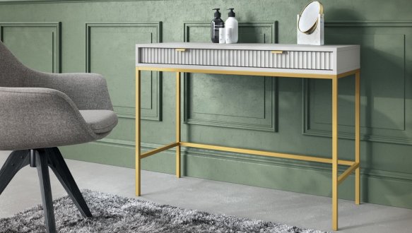 Стол туалетный Серый/Золотые ножки T104 Nova