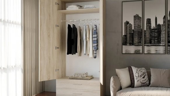 Шкаф Морели SТ0002 2 дверный дуб сонома 100 см 3