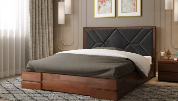 Ліжко дерев'яне з м'якою вставкою ArborDrev Еліт Сосна / Бук 7