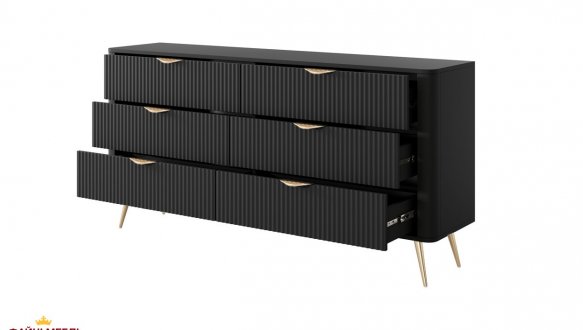 Комод 6S/163 Чорний/Золоті ніжки Lante 3