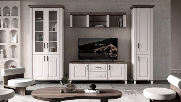 Вітрина REG2D2W Канді Білий альпійський / Дуб стірлінг / Білий матовий 2