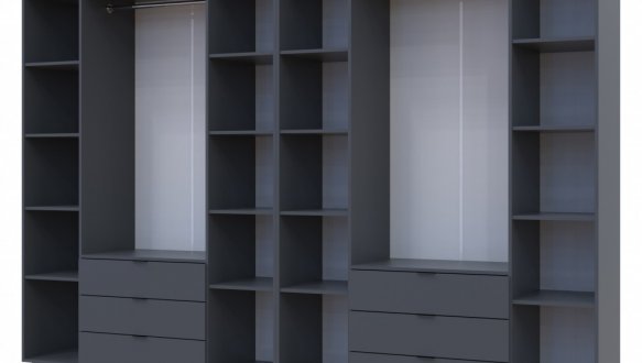 Шкаф Дорос Гелар восьмидверный с этажеркой Графит 349 см 3