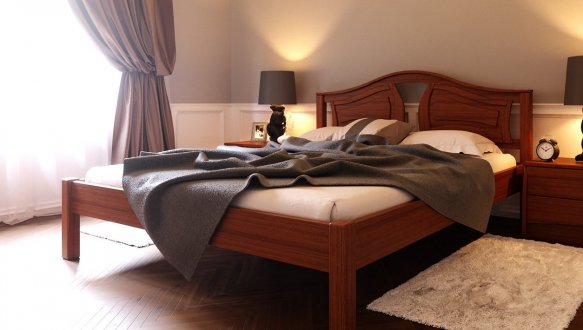 Кровать двуспальная деревянная ЧДК Италия массив Ольха 2