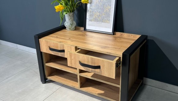 Тумба LOFT 2ш Дуб Сонома / Чёрный мат MebliRoMax 5