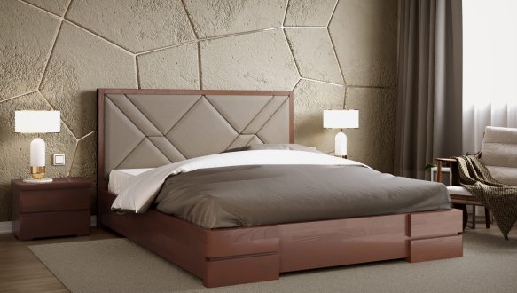 Ліжко дерев'яне з м'якою вставкою ArborDrev Лоренс Сосна / Бук 0