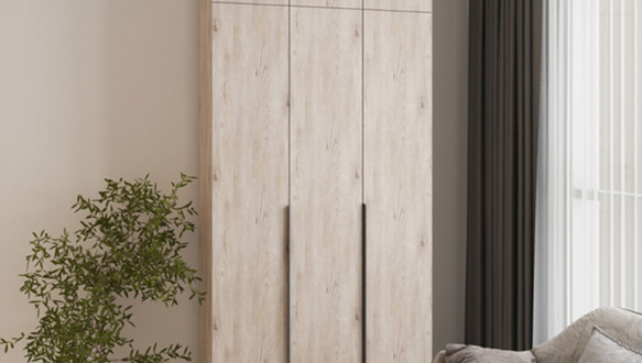 Шкаф Mebelstar Оскар трехдверный с антресолью и ящиками Аляска серая 120 см