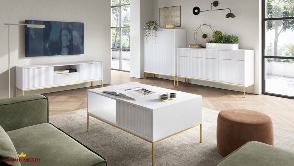 Тумба под ТВ Nova/Нова RTV154 Белый золотые ножки Perfect Home Ширина 154 см 7