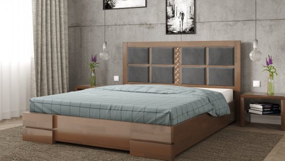 Кровать деревянная с мягкой вставкой ArborDrev Кардинал II Сосна / Бук 3