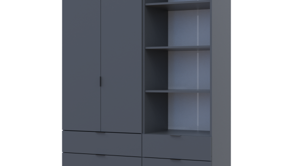 Шкаф для одежды Дорос Гелар графит 2-х дверный с пеналом 137,5 см