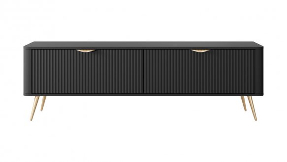 Тумба під ТВ Lante/Ланте RTV163 2D Чорний золоті ніжки Perfect Home Ширина163 см
