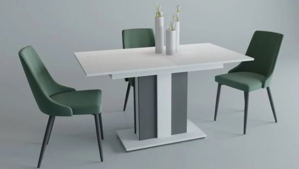 Стол обеденный Clasic Интарсио Белая Аляска/Антрацитовый Раскладной 140/180 см 2