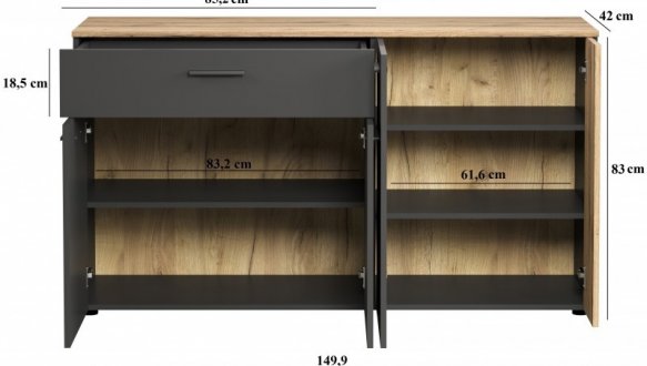 Комод 4D1S графит Esteban 0