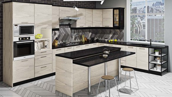 Кухня Хай-тек с текстурой комплект 3,2 х 0,6 м