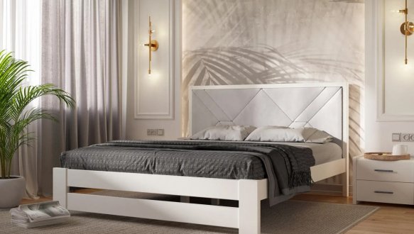 Ліжко дерев'яне з м'якою вставкою ArborDrev Симфонія Преміум Сосна / Бук 7