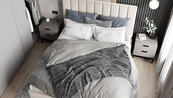 Кровать двуспальная мягкая Woodsoft Marsel / Марсель с подъемным механизмом и нишей для белья