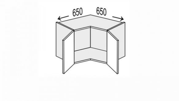 Секція верхня КутВ 90° 650х650/360 2дв Лео