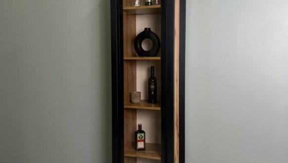 Пенал LOFT вітрина Дуб Сонома / Чорний мат MebliRoMax 5