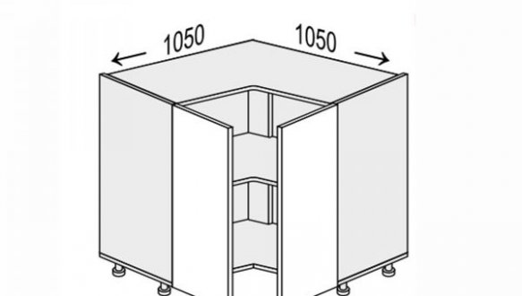 Секція нижня КутН 90° 1050х1050/820 2дв Глорі