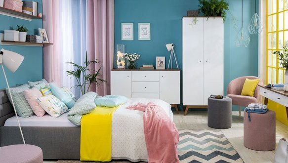 Модульная спальня Heda/Геда BRW Poland Белый/Модрина Sibiu золотая/Белый глянец