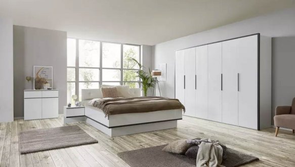 Модульная спальня Luka/Лука Миромарк Белый глянец/Матовый антрацит