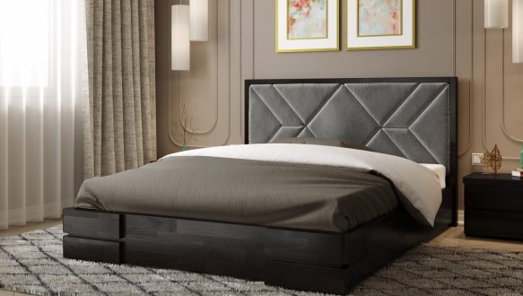 Кровать деревянная с мягкой вставкой ArborDrev Элит с подьемным механизмом и нишей для белья Сосна / Бук 0